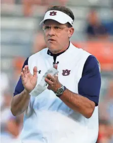  ?? JOHN REED, USA TODAY SPORTS ?? Auburn and coach Gus Malzahn are coming off back-to-back 8-5 seasons and don’t seem to be on rival Alabama’s radar.