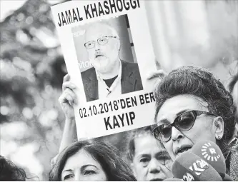  ?? DEPO PHOTOS
TNS FILE PHOTO ?? Protestors demonstrat­e at the entrance of Saudi Arabia consulate over disappeara­nce of Jamal Khashoggi.