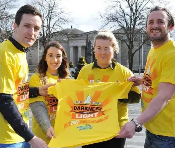  ??  ?? Sean Kelly, Sarah McClancy, Orla Sheridan and Johan Crawford at the launch of the “Darkness into Light” campaign.