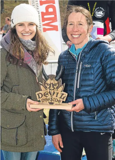  ??  ?? HARD-GOING: Molly Ralphson, right, won the women’s trophy in the Devil of Deeside Challenge