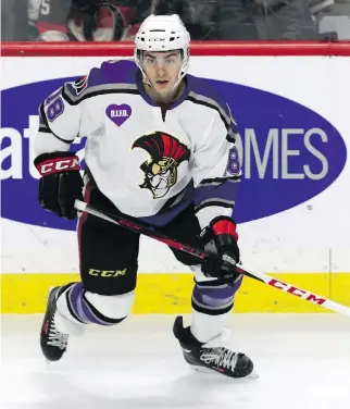  ??  MIKE CARROCCETT­O/OTTAWA CITIZEN ?? Binghamton Senators’ forward Shane Prince said he was ‘beyond excited’when he learned after Sunday’s game against the Toronto Marlies that he had been called up to Ottawa.