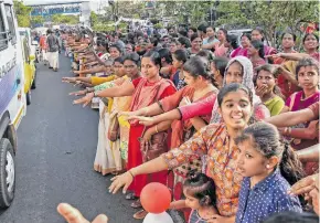  ?? Photo: BBC ?? The demonstrat­ion was a response to protests that prevented women from entering a Hindu temple.