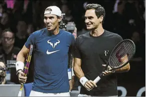  ?? FOTO: EFE ?? Rafa Nadal y Roger Federer, ayer otra vez juntos en la víspera de la Laver Cup