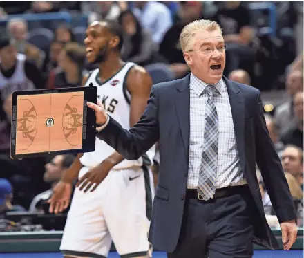  ?? BENNY SIEU / USA TODAY SPORTS ?? Bucks interim head coach Joe Prunty saw his team recover from an early 10-2 deficit.