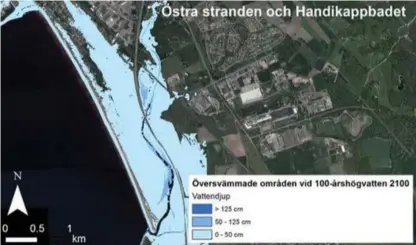  ?? Bild: HALMSTADS KOMMUN ?? RISK. Östra stranden riskerar att drabbas hårt av stormar.