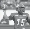  ?? LARRY MACDOUGAL/THE CANADIAN PRESS ?? Calgary Stampers’ quarterbac­k Kevin Glenn could be the veteran the Ottawa Redblacks choose in Monday’s expansion draft.