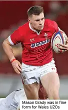  ?? ?? Mason Grady was in fine form for Wales U20s