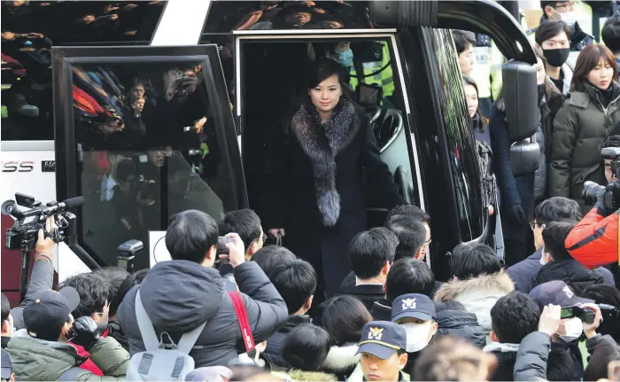  ?? AP ?? Hyon Songwol did not speak to Seoul reporters eager to glimpse the woman who was rumoured to have been executed Hyon led the Moranbong Band, Kim Jong-un’s bid to advance North Korean music from 1950s Stalinist mulch to 1970s disco kitsch