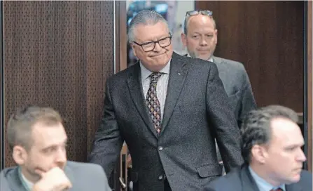  ?? JUSTIN TANG THE CANADIAN PRESS ?? Minister of Public Safety and Emergency Preparedne­ss Ralph Goodale arrives to appear before the Standing Committee on Public Safety.