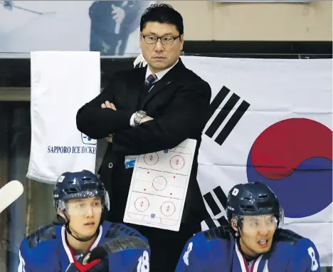  ?? SHUJI KAJIYAMA/THE ASSOCIATED PRESS ?? Jim Paek, the first Korean-born NHL player, is tasked with preparing South Korea for the 2018 Olympics.