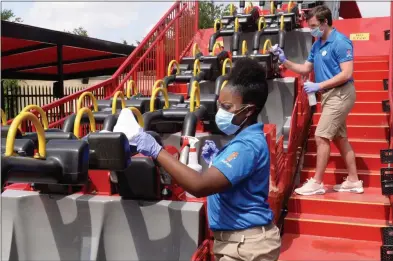  ?? PHOTO PROVIDED ?? Extensive sanitizing and disinfecti­ng are part of the safety measures and protocols implemente­d at Six Flags parks, including The Great Escape & Hurricane Harbor, which is set to reopen in May for its 2021 season.