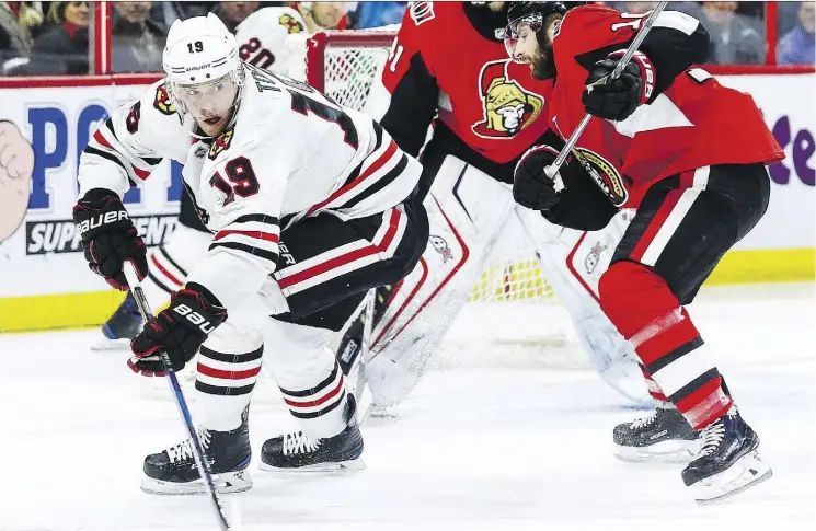  ?? ERROL McGIHON ?? Chicago Blackhawks captain Jonathan Toews, coming off the worst season of his career at the age of 30, insists he has more left in the tank as he looks toward the season.