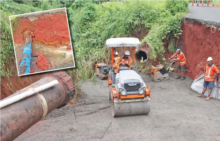  ?? Photo: Water Authority of Fiji ?? Repair works carried out by the Fiji Roads Authority at Savura Rd, Wailoku.