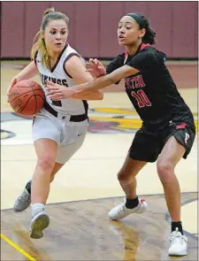  ?? DANA JENSEN/THE DAY ?? East Lyme’s Sophie Dubreuil, left, an ECC Division I all-star, is joining forces with NFA boys’ coach Chris Guisti to coach Guisti’s fifth grade daughter and her AAU team this spring and summer.