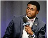  ?? DAVID JABLONSKI / STAFF ?? Michigan’s Mike McCray, speaking Tuesday at Big Ten Media Days in Chicago, started all 13 games last fall. He earned a Big Ten honorable mention.