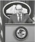  ?? SUSAN WALSH/AP PHOTO ?? JEFF CLARK, Assistant Attorney General for the Environmen­t and Natural Resources Division, speaks at a news conference at the Justice Department in Washington on Monday.