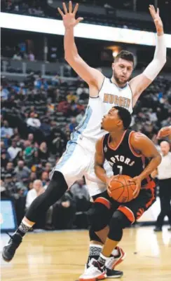  ??  ?? Jusuf Nurkic has tried to turn his anger and frustratio­n after a knee injury into motivation for this season. AAron Ontiveroz, The Denver Post