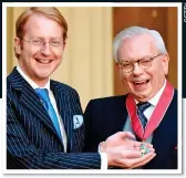  ??  ?? TRAGIC LOSS: David Starkey celebrates receiving the CBE with James Brown in 2007