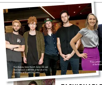  ??  ?? Penn Badgley, Simon Oscroft, Darren Will, and Nick Fleetwood of MOTHXR at the Life of the Party event at Brickell City Centre. Kinga Lampert, Roland Mouret, and Rochelle Finvarb at the Roland Mouret breakfast hosted by Neiman Marcus Bal Harbour and