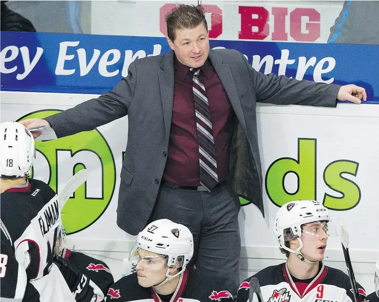  ?? GERRY KAHRMANN/PNG FILES ?? Vancouver Giants head coach Jason McKee will get something his last three predecesso­rs couldn’t — another crack at leading the team next season.