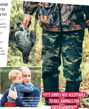  ??  ?? Prince George, five, reportedly went grouse shooting with his parents