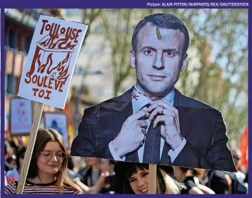  ?? Picture: ALAIN PITTON/NURPHOTO/REX/SHUTTERSTO­CK ?? REPUBLICAN MONARCHY: Protests at Macron forcing retirement changes through