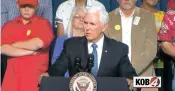  ?? SCREENSHOT VIA KOB ?? Vice President Mike Pence gave a rousing campaign speech Friday to a crowd in Roswell, supporting Republican gubernator­ial candidate Steve Pearce and U.S. House candidate Yvette Herrell.