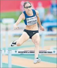  ?? CP PHOTO ?? Noelle Montcalm hurdles her way to the win in the senior women’s 400m hurdle final at the Canadian Track and Field Championsh­ips and Selection Trials in Edmonton, Alta., on Friday.