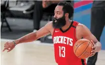  ?? MIKE EHRMANN GETTY IMAGES FILE PHOTO ?? The Brooklyn Nets made official their trade for Houston Rockets star James Harden, pictured, on Thursday. He joins Kevin Durant and Kyrie Irving on what looks like a very stacked team.