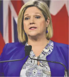  ?? FRANK GUNN / THE CANADIAN PRESS ?? At about the midpoint of the Ontario election campaign, Andrea Horwath’s NDP has little chance of winning,
Sabrina Maddeaux writes.