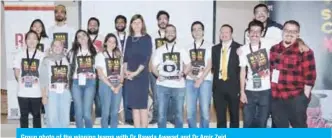 ??  ?? Group photo of the winning teams with Dr Rawda Awwad and Dr Amir Zeid.