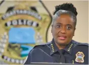  ?? STAFF PHOTO BY MATT HAMILTON ?? Police Chief Celeste Murphy speaks during a news conference on violence reduction Wednesday.