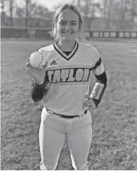  ?? PROVIDED BY LARRY HERGES ?? Taylor pitcher Camrynn Linneman will play at Dayton.