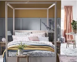  ??  ?? John Lewis & Partners Jouvene organic cotton duvet cover set, single from £55; Chelsea stripe duvet cover set, single from £50; Mirielle organic cotton duvet cover set, single from £55; rye plain knit throw – mustard, £50 (other items from a selection), John Lewis