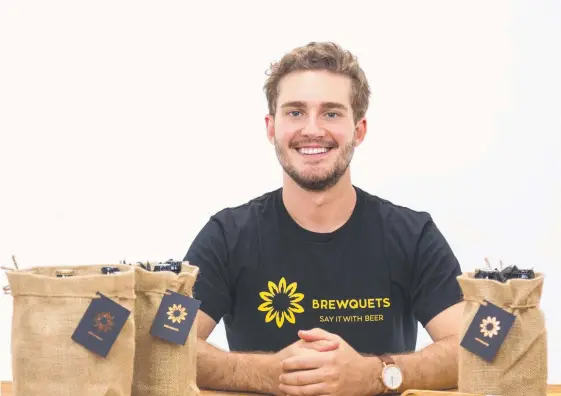  ??  ?? Ryan Touliatos runs Brewquets – a start-up which delivers bunches of Aussie craft beer as gifts.
