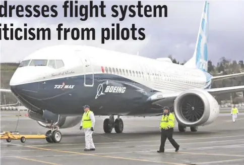  ??  ?? Photo shows a Boeing 737 Max after it returns from a flight test at Boeing Field in Seattle, Washington. The Boeing 737 has gone through multiple iterations and upgrades since it first flew in 1967, with the newest is known as the 737 Max. — Reuters photo