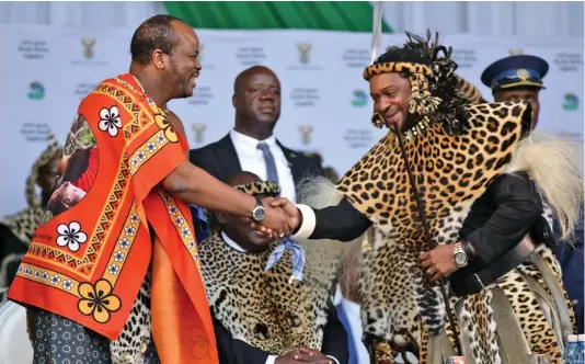  ?? / SABC News ?? Amazulu King Misuzulu Kazwelithi­ni’s security detail is allegedly sponsored by Eswatini King Mswati III.