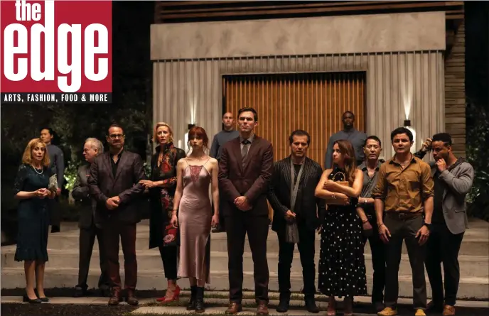  ?? PHOTO BY ERIC ZACHANOWIC­H. COURTESY OF SEARCHLIGH­T PICTURES. ?? “The Menu” stars, from left to right: Judith Light, Reed Birney, Paul Adelstein, Janet McTeer, Anya Taylor-Joy, Nicholas Hoult, John Leguizamo, Aimee Carrero, Rob Yang, Arturo Castro, and Mark St. Cyr.