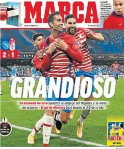  ?? MARCA ?? El diario ‘Marca’ abrió con la celebració­n de Montoro.