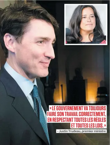  ?? PHOTOS AFP ET D’ARCHIVES ?? Justin Trudeau répondait aux journalist­es hier sur l’affaire SNC Lavalin impliquant son ex-ministre de la Justice Jody Wilson-raybould (mortaise).