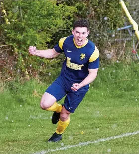  ?? Picture: Mark Pile ?? Toby Cole celebrates scoring the goal which gave Welton Rovers a 1-0 win at Hengrove Athletic last Saturday