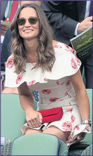  ??  ?? Pippa Middleton graced Centre Court in a pretty floral printed summer dress