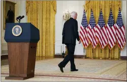  ?? EVAN VUCCI — THE ASSOCIATED PRESS ?? President Joe Biden walks from the podium after speaking about Afghanista­n from the East Room of the White House, Monday, Aug. 16, 2021, in Washington.