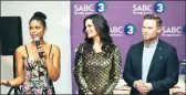  ??  ?? Cast members of ‘The Bold and the Beautiful’, Karla Mose, Heather Tom and Jacob Young, visited Cape Town as part of the show’s 30th anniversar­y global tour.