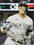  ?? Associated Press ?? Timeline figures to be short for Aaron Judge’s stay in free agency.