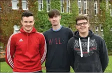  ??  ?? St Brendan’s College Leaving certificat­e students Gary O’Connor, Jake Flynn and Chris Wynne.