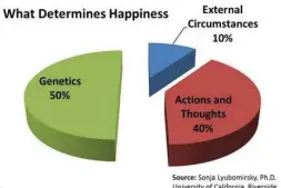  ??  ?? Professor Sonja Lyubomirsk­y developed a model for factors behind happiness.