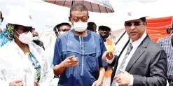  ??  ?? From left: The Minister of Finance, Budget and National Planning, Mrs. Zainab Ahmed; a director of the African Natural Resources and Mines Ltd, Prof. John Akanya, and the Group Managing Director of the company, Mr. Alok Gupta, during the inspection of a steel plant in Jere, Kaduna State on Saturday by the Minister.