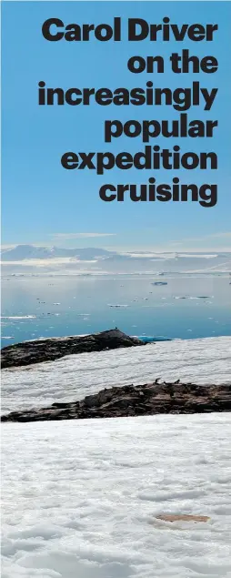  ??  ?? ICED GEM: clockwise from above: hiking in Antarctica; explore the Chilean fjords; a Zodiac dashes along Montgomery Reef, Australia; snorkeling in the Galapagos; get up close to a whale in Kamchatka, Russia