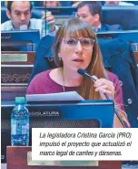  ??  ?? La legislador­a Cristina García (PRO) impulsó el proyecto que actualizó el marco legal de carriles y dársenas.